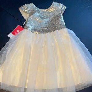 Gold Sequin and Cream Tulle Dress